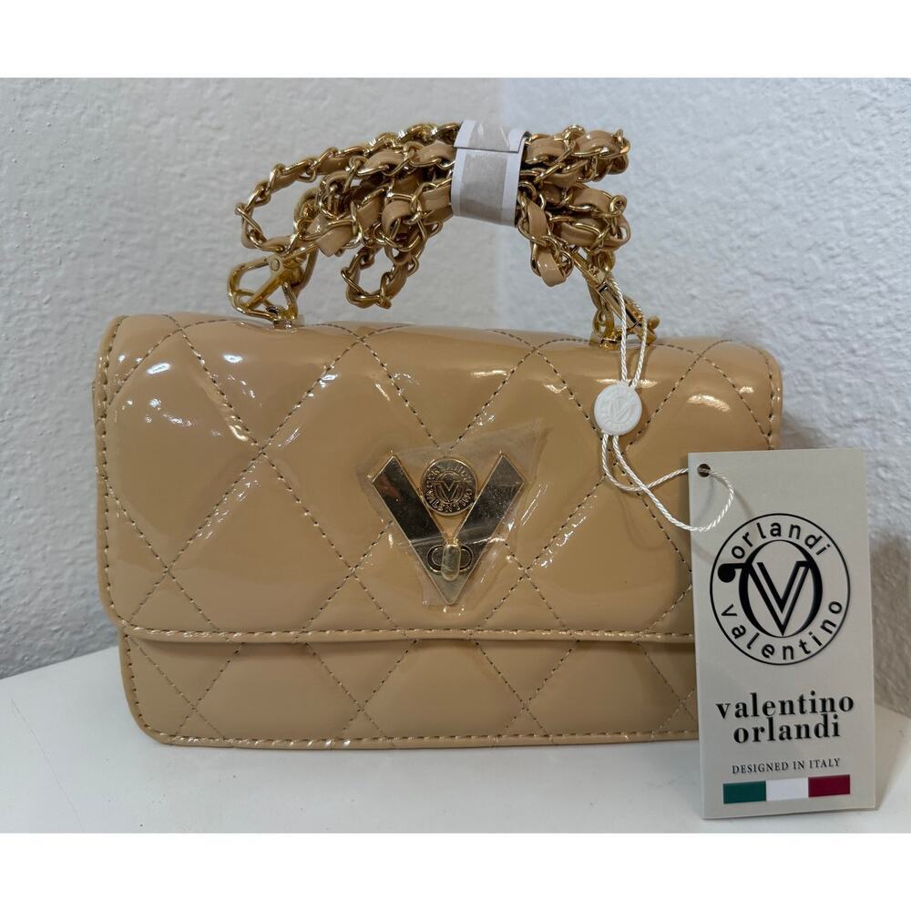 Valentino Orlandi Handbag Women Taupe‎ Shoulder Crossbody Vegan Leather NWT